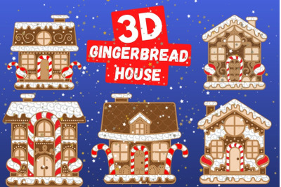 3D Gingerbread House SVG Bundle