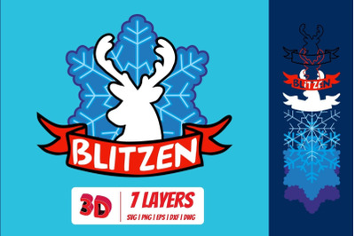 Blitzen 3D Layered SVG Cut File