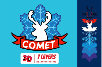 Comet 3D Layered SVG Cut File