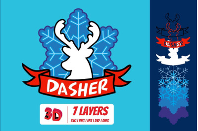 Dasher 3D Layered SVG Cut File