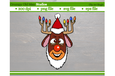 red nose reindeer wearing santa hat | christmas