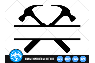 Hammer Split Name Frame SVG | Hammer Monogram Cut File | Tools SVG