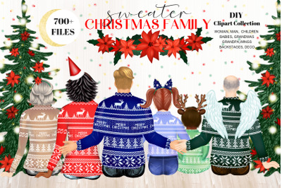 Christmas Sweater Family Clipart DIY Portrait Creator