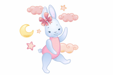 Nursery clipart, little bunny girl
