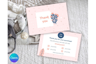 Pink thank you card canva template