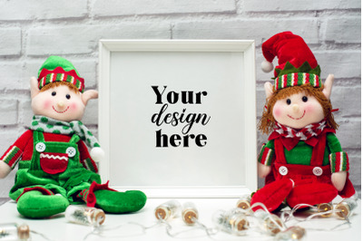 Christmas Frame Mockup 1. Elf Mockup. Holiday mockup.