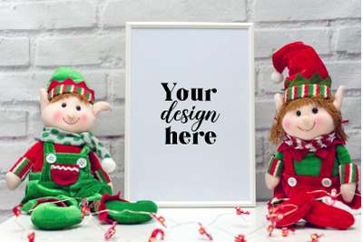 Christmas Frame Mockup 2. Elf Mockup. Holiday mockup.