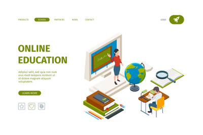 Online education landing. Knowledge learning processes training proces