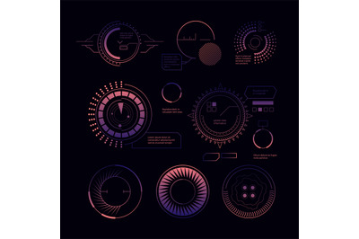 Hud radar interface. Digital modern military weapons ui templates circ