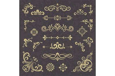 Vintage ornament. Borders dividers ornate victorian style floral weddi