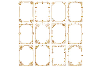 Decorative vintage frames. Certificate ornamental borders royal elegan
