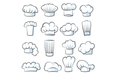 White cook hat. Chef cap drawing clothes cooking symbols vector illust