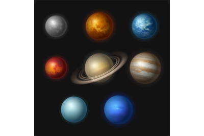 Planet systems. Realistic universe objects stars systems astronomy moo