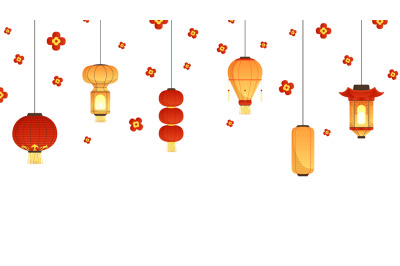 Asian lanterns banner. Chinese new year&2C; festival or party background.