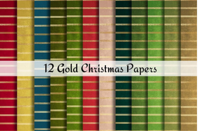 Christmas Golden Stripes Digital Papers