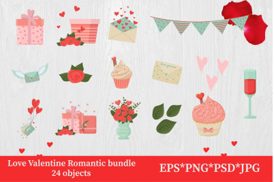 Love Valentine Romantic bundle clip art