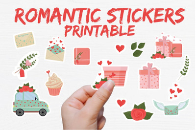 Romantic Printable Sticker collection PNG, PDF