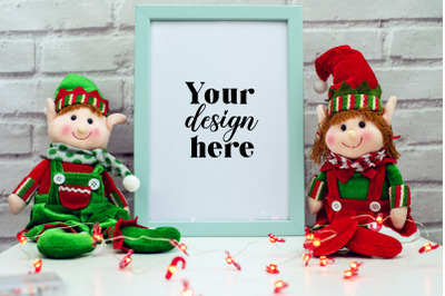 Christmas Frame Mockup. Elf Mockup 4. Holiday mockup.