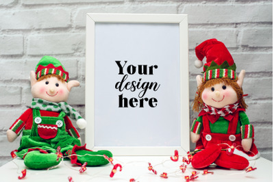 Christmas Frame Mockup. Elf Mockup 7. Holiday mockup.