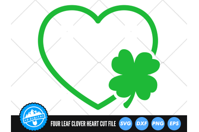 St Patrick&#039;s Day Heart SVG | Four Leaf Clover Heart SVG |