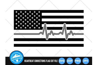 Corrections Flag Heartbeat Line SVG | Thin Grey Line Cut File
