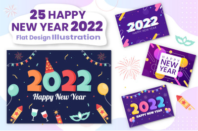 25 Happy New Year 2022 Template Illustration