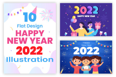 10 Happy New Year 2022 Background Template Illustration