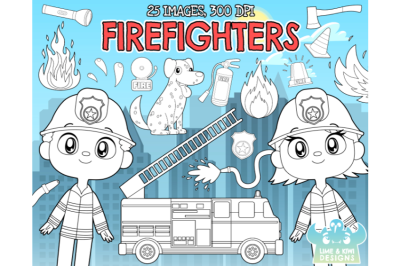 Firefighters Digital Stamps - Lime and Kiwi Designs