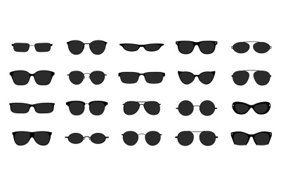 Sunglasses icon set. Black glasses optic frames silhouette. Sun lens o