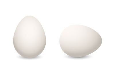 Chicken realistic egg. Template for easter holiday. Vector white singl