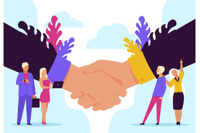 Handshake concept. Cartoon business partnership and agreement, success