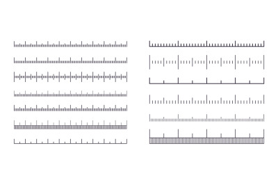 Measure scale. Ruler with meter, centimeter or inch marks, line length