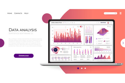 Laptop UI. Realistic mockup with infographic template&2C; data visualizat