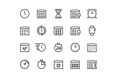 Time and calendar line icons. Business planning and schedule optimizat