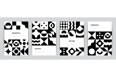 Bauhaus poster. Minimal monochrome geometric banners with simple black