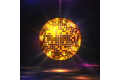 Disco ball. 80s party light element, retro futuristic glitter sphere f