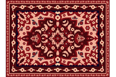 Persian carpet. Indian rug and arabesque abstract border texture, vint