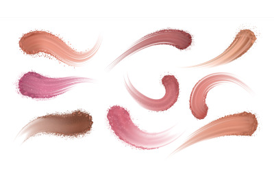 Realistic eyeshadow powder. Makeup blush and eye shadow, cosmetic stro