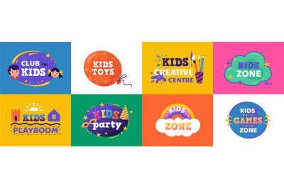 Kids club. Logo for children playing zone and education room club&2C; fun