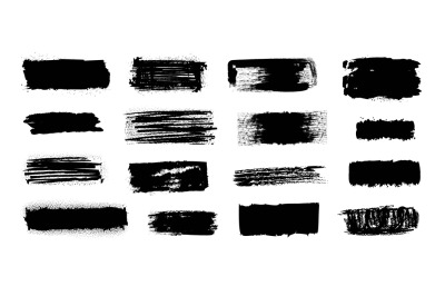 Ink blob brush. Black paint strokes with dirty grunge texture, brush s