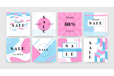 Square sale banner. Promotion layout design template with abstract geo