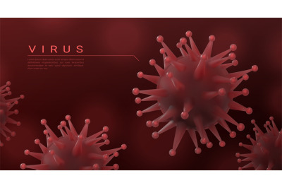 Coronavirus background. Realistic 3D microbe, flu and pneumonia diseas