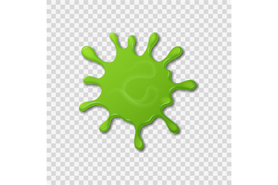 Splattered slime isolated on transparent background. Vector green real