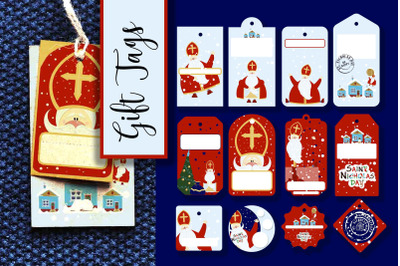 Gift tags saint nicholas day. paper price tags or gift tags.