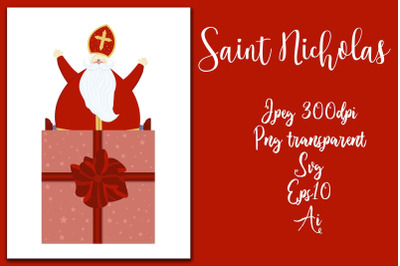 Cute Saint Nicholas Sinterklaas, St. Nicholas Day.