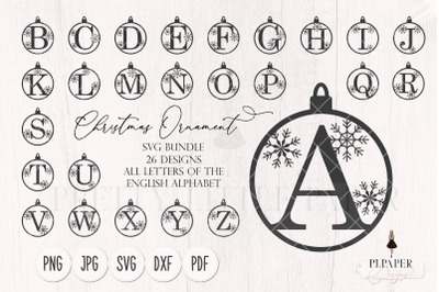 Christmas ball svg, Christmas monogram svg, Ornament svg, Letters svg