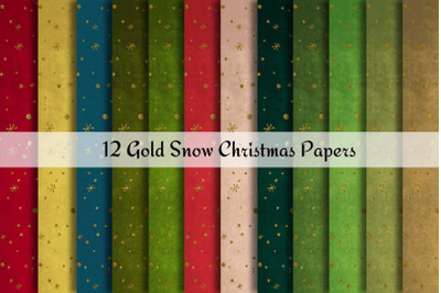 Christmas Golden Snow Digital Papers