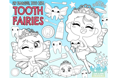 Tooth Fairies Digital Stamps - Lime and Kiwi Designs