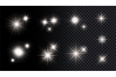 Shine silver stars. Isolated lights, festival party anniversary vector