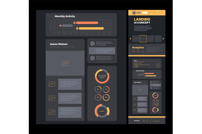 Business landing. Web template promo page site navigation wireframes c